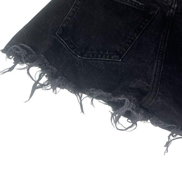 🌸 Abercrombie & Fitch The Mom Short – High Rise Black Denim Shorts 25/0 – Raw E - Picture 4 of 12